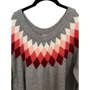 St Johns Bay Plus Size Gray Pullover Diamond Scoop Neck Sweater Size 0X